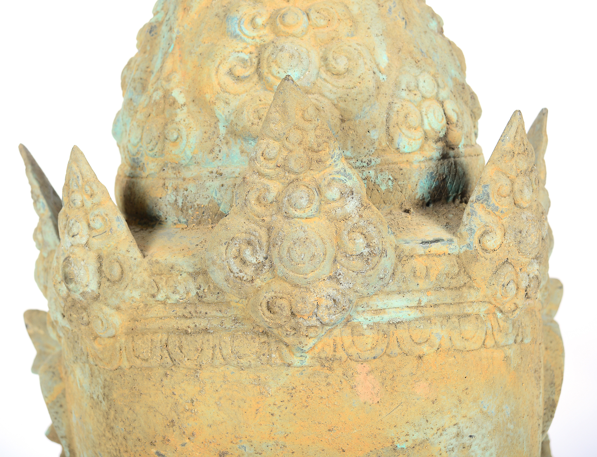 Bronze Tara Head Statue on Display Stand
