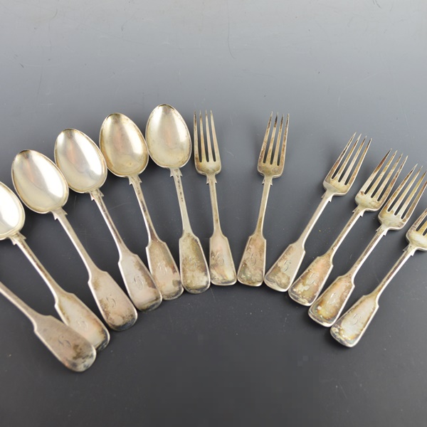 1901 Sterling Silver John Round & Son Ltd. Monogrammed Flatware
