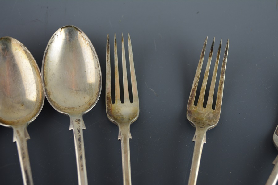 1901 Sterling Silver John Round & Son Ltd. Monogrammed Flatware