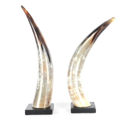 Pair Large Horn Table Ornaments Pair Large Horn Table Ornaments