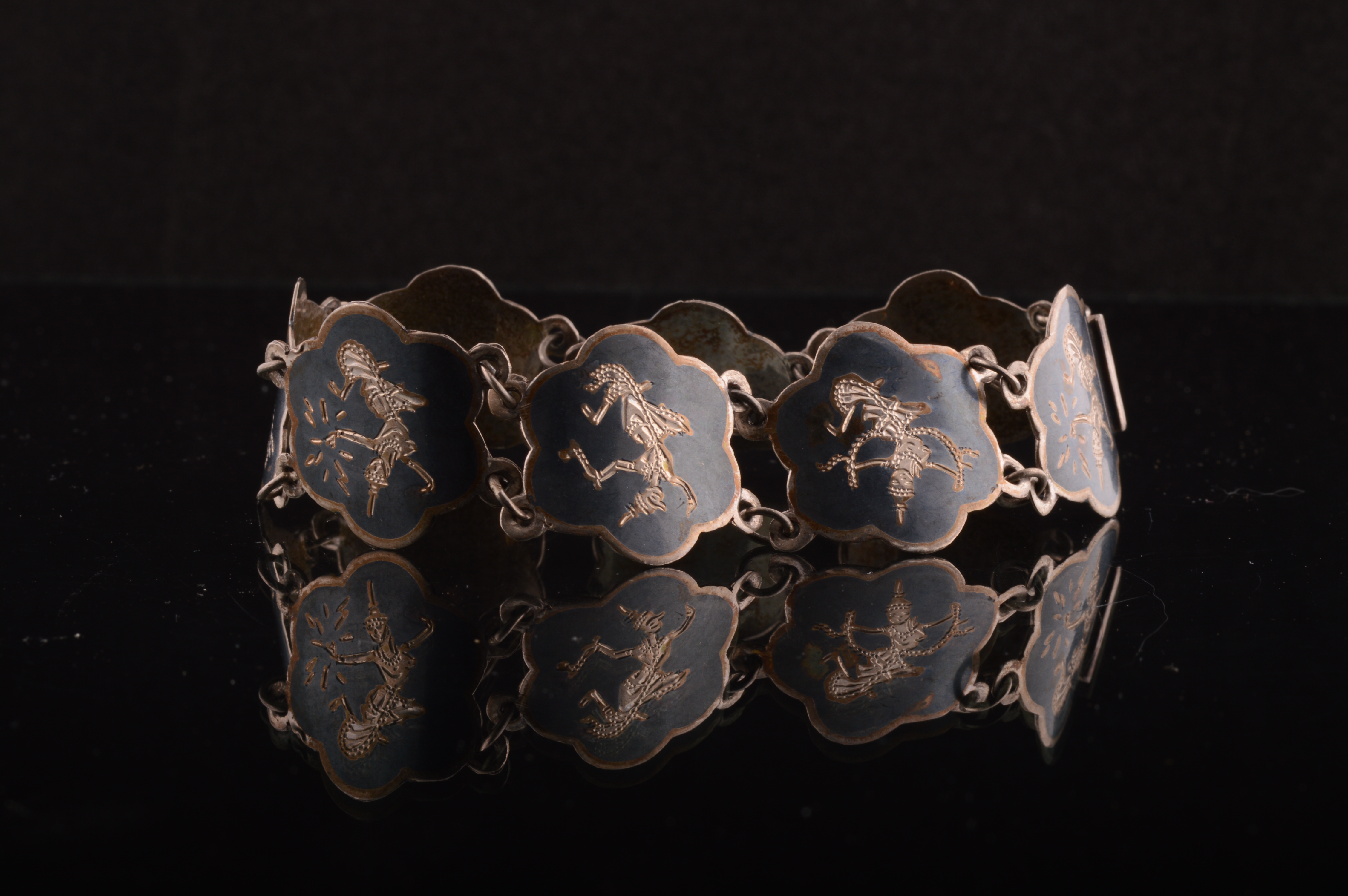 Vintage Oxidized Siam Sterling Bracelets