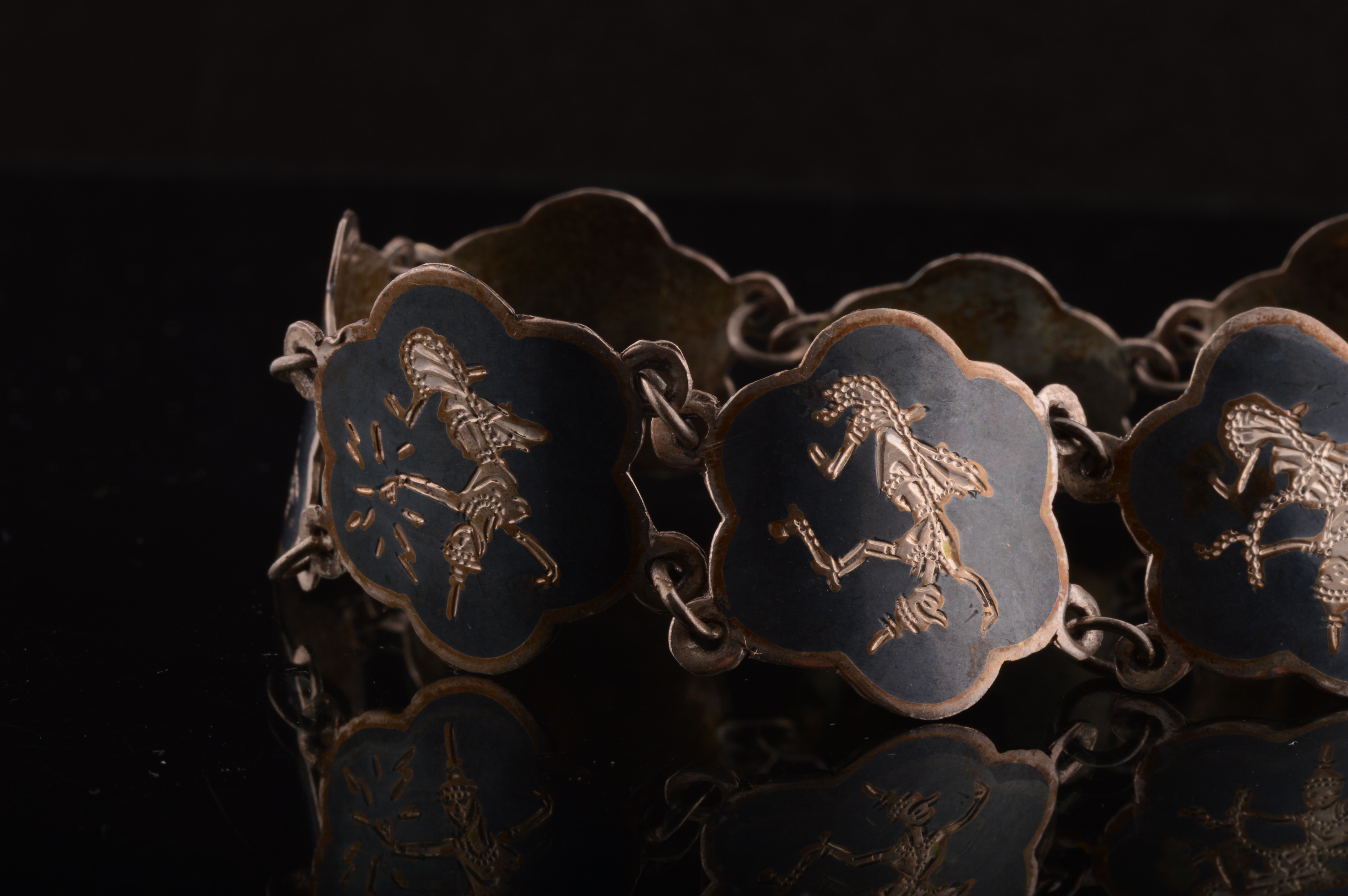 Vintage Oxidized Siam Sterling Bracelets