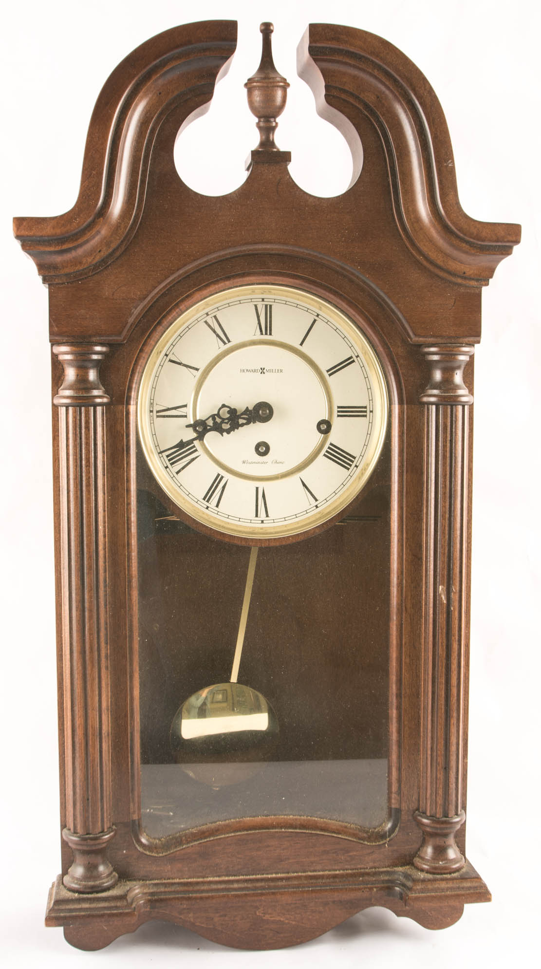 Mahogany Chippendale Style Howard Miller Chiming Wall Clock