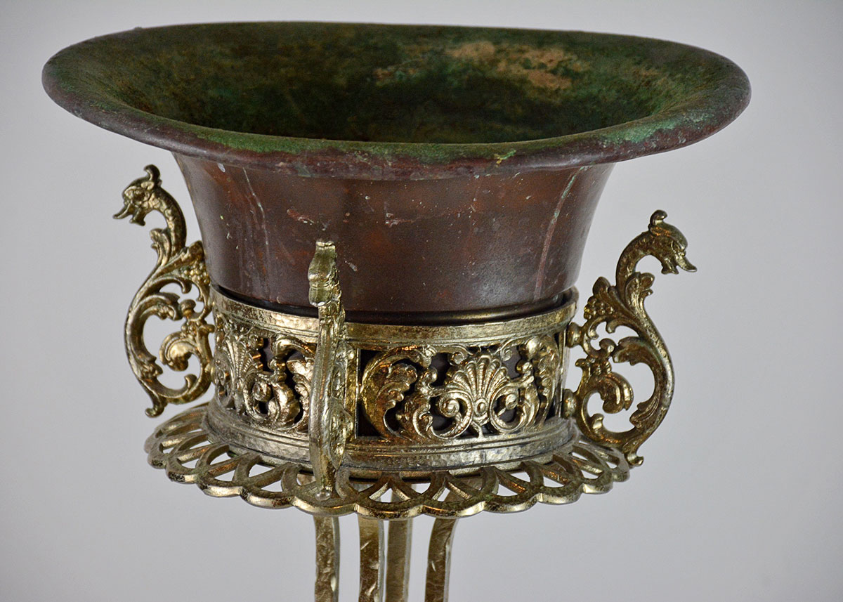 Vintage Brass Plant Stands and Cast Iron Plant Lables