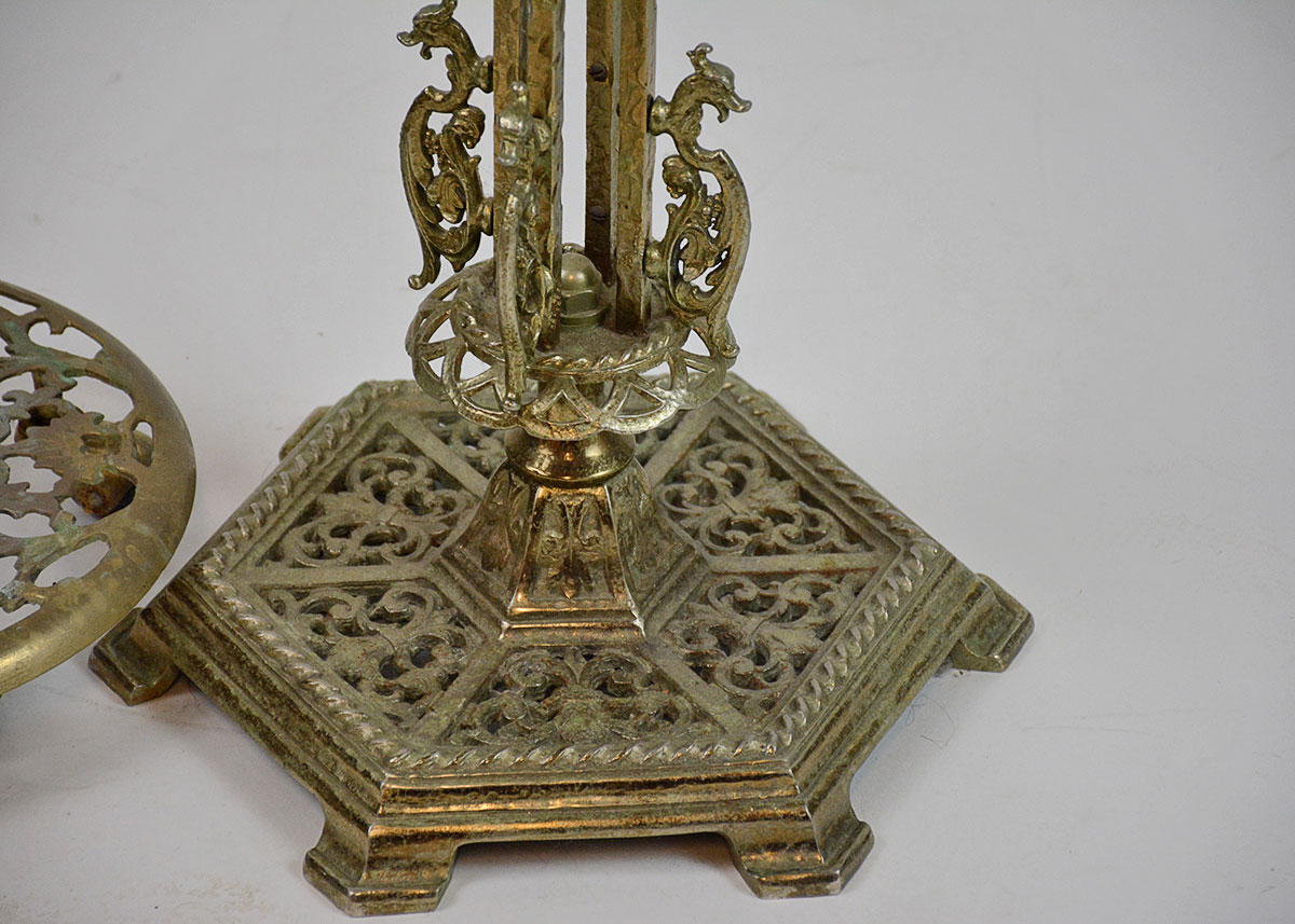 Vintage Brass Plant Stands and Cast Iron Plant Lables