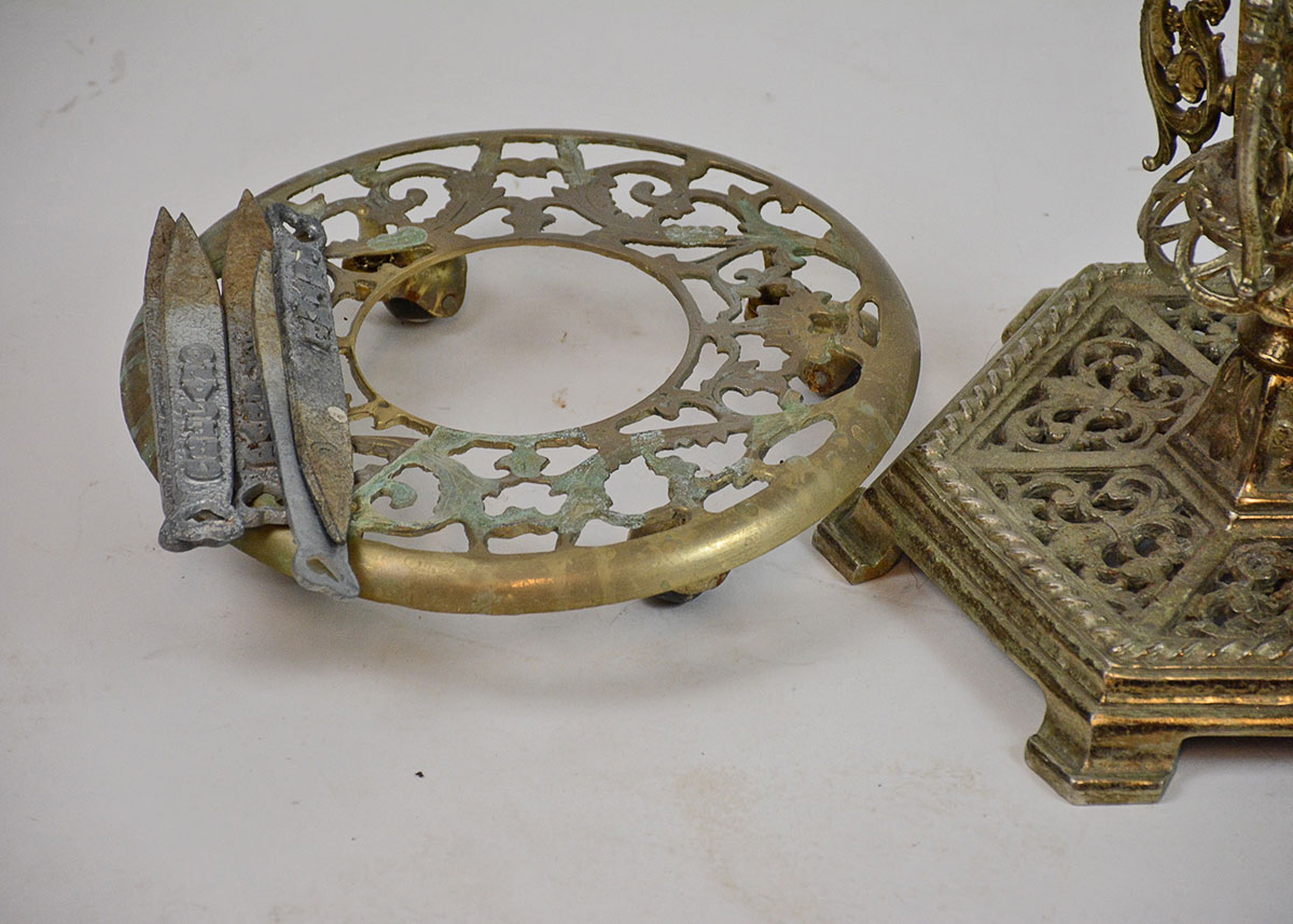 Vintage Brass Plant Stands and Cast Iron Plant Lables