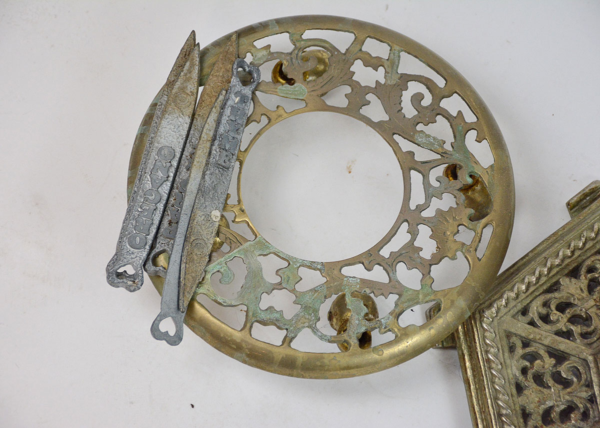 Vintage Brass Plant Stands and Cast Iron Plant Lables