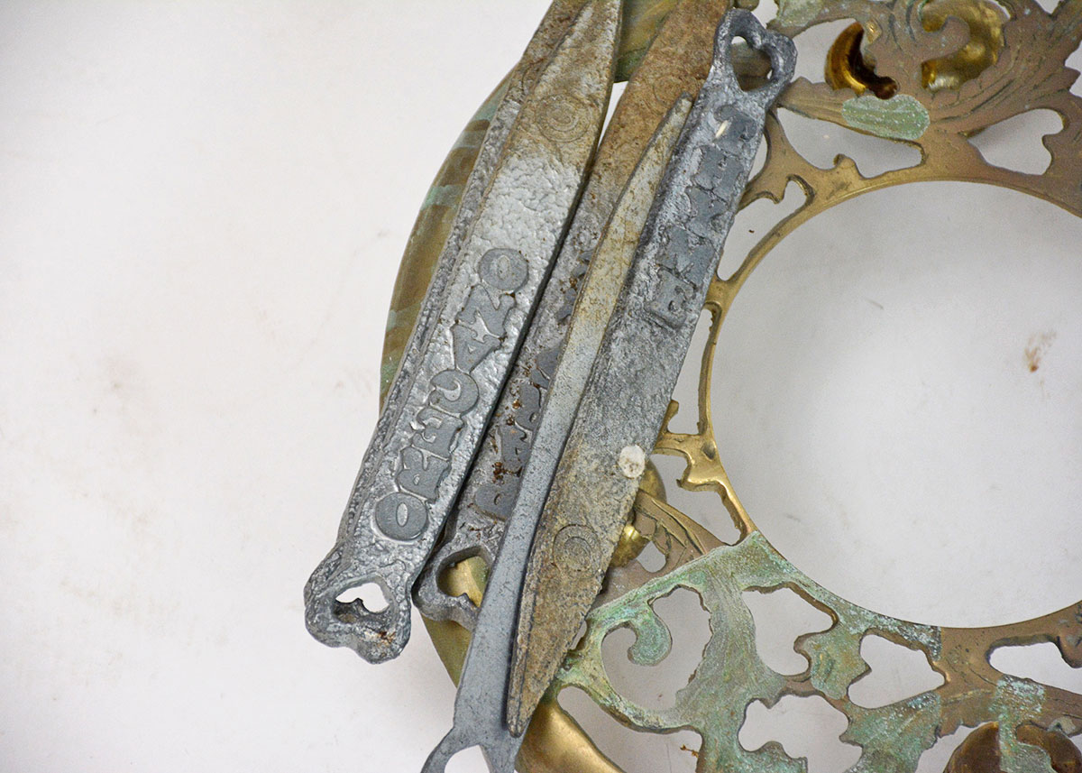 Vintage Brass Plant Stands and Cast Iron Plant Lables