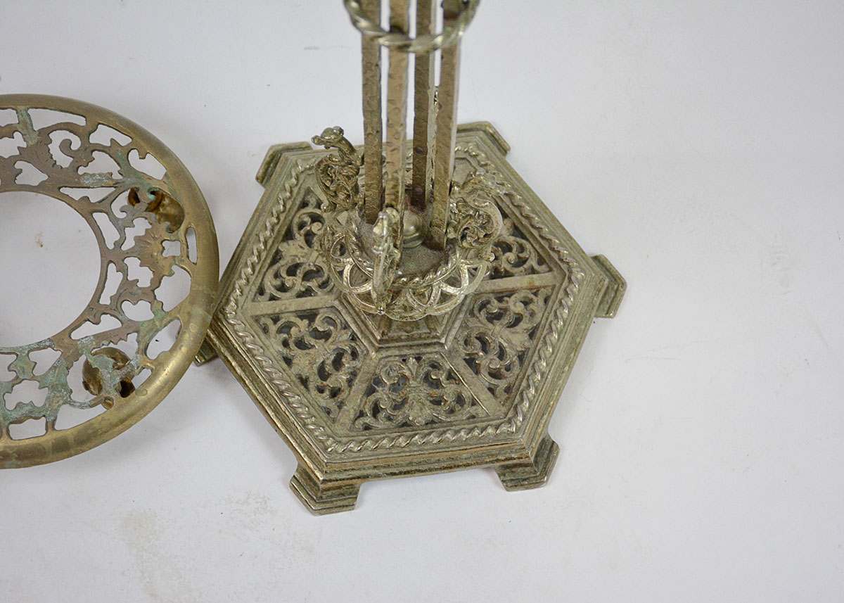 Vintage Brass Plant Stands and Cast Iron Plant Lables