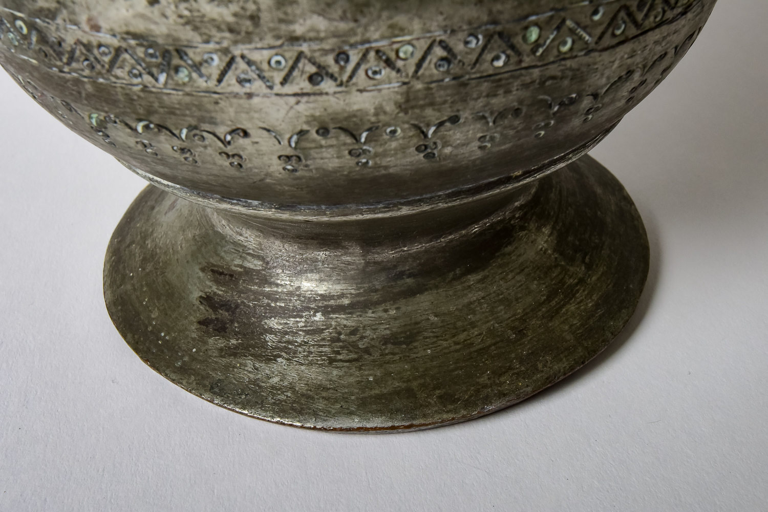 Antique Copper and Brass Pitcher and Silver Plated Dish