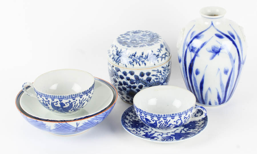 Assortment of Blue and White Ceramic Pieces