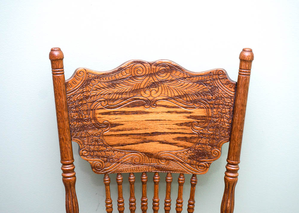 Set of Four Strongson Pressed Back Oak Dining Chairs