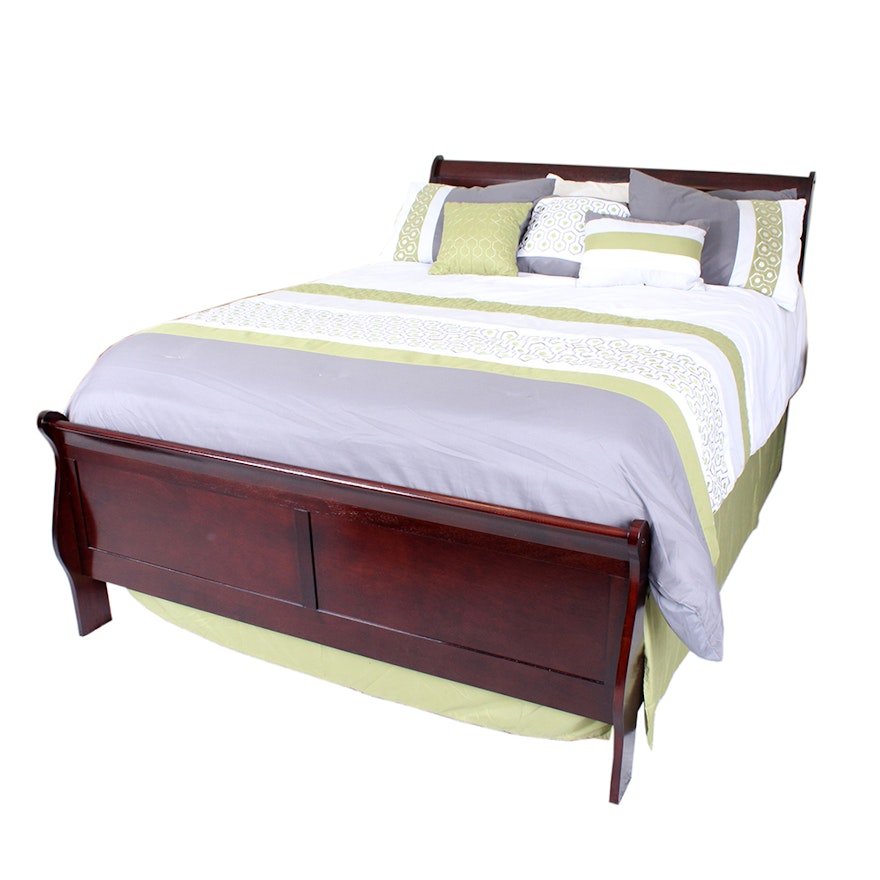 Ashley Furniture Queen Sleigh Bed with Mahogany Finish