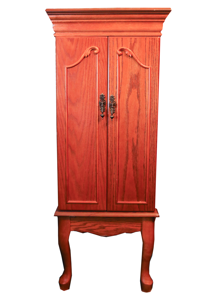 Oak Jewelry Cabinet and Fashion Jewelry
