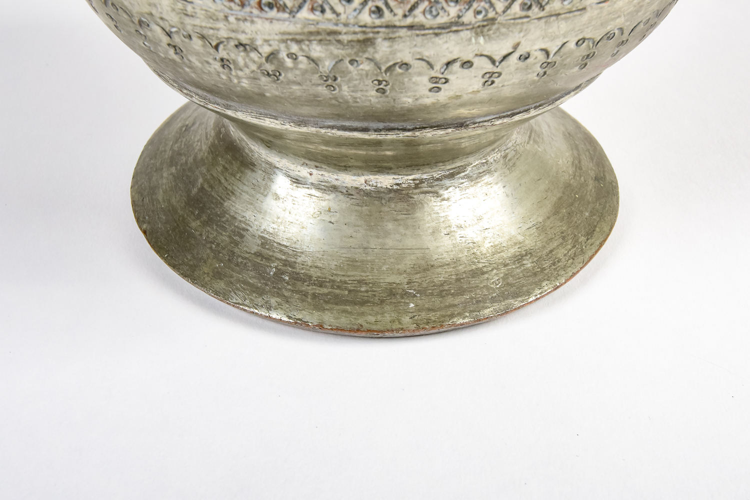 Antique Copper and Brass Pitcher and Silver Plated Dish