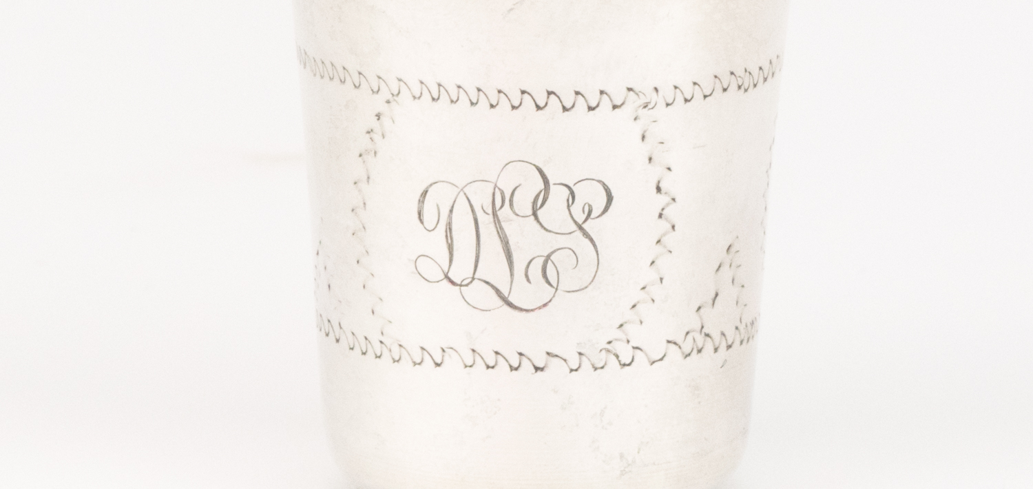 Set of Four Etched Sterling Silver Cups