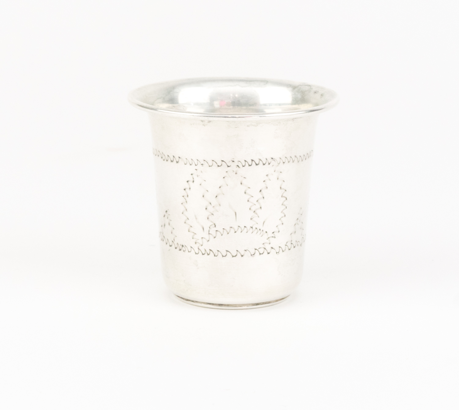 Set of Four Etched Sterling Silver Cups