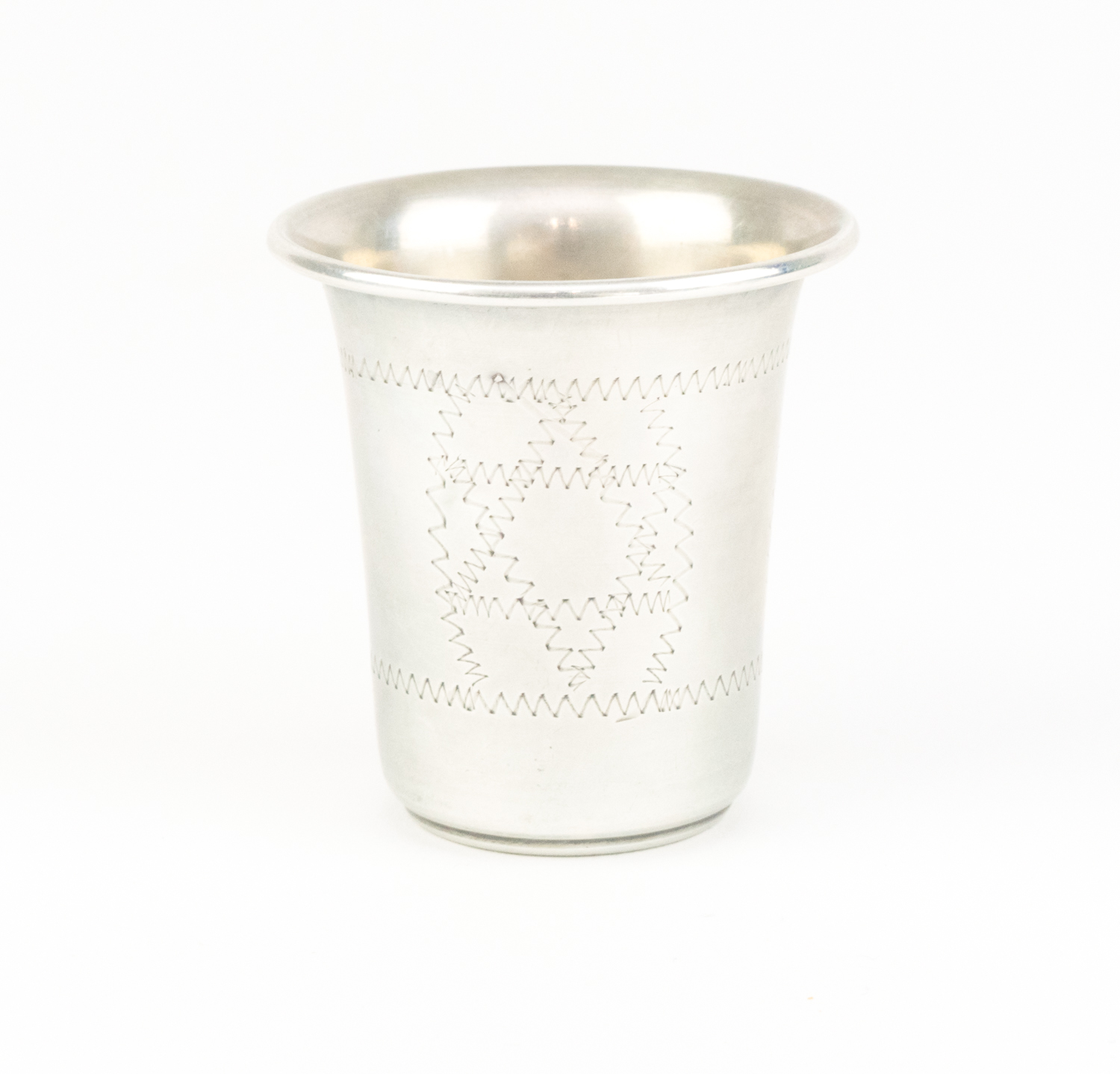 Set of Four Etched Sterling Silver Cups