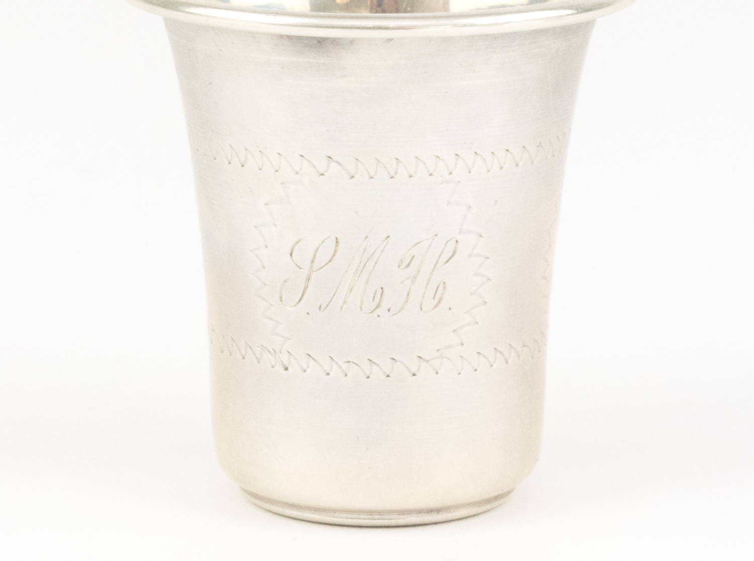 Set of Four Etched Sterling Silver Cups