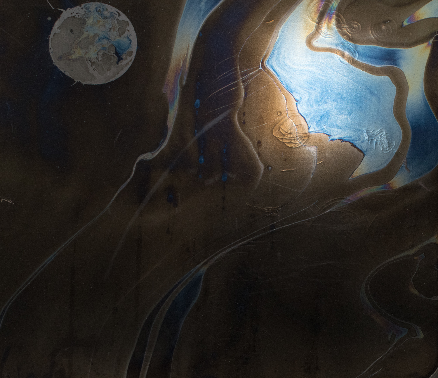 Abstract Iridescent Mixed Media Painting