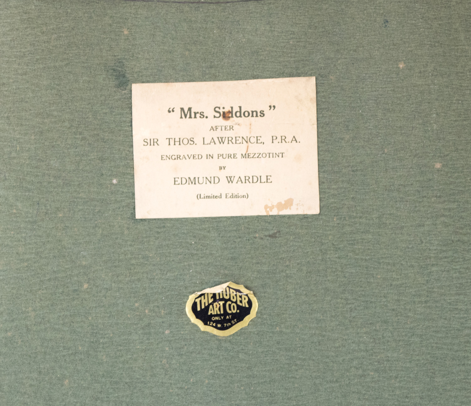 Edmund Wardle Mezzotint Titled "Mrs. Siddons"