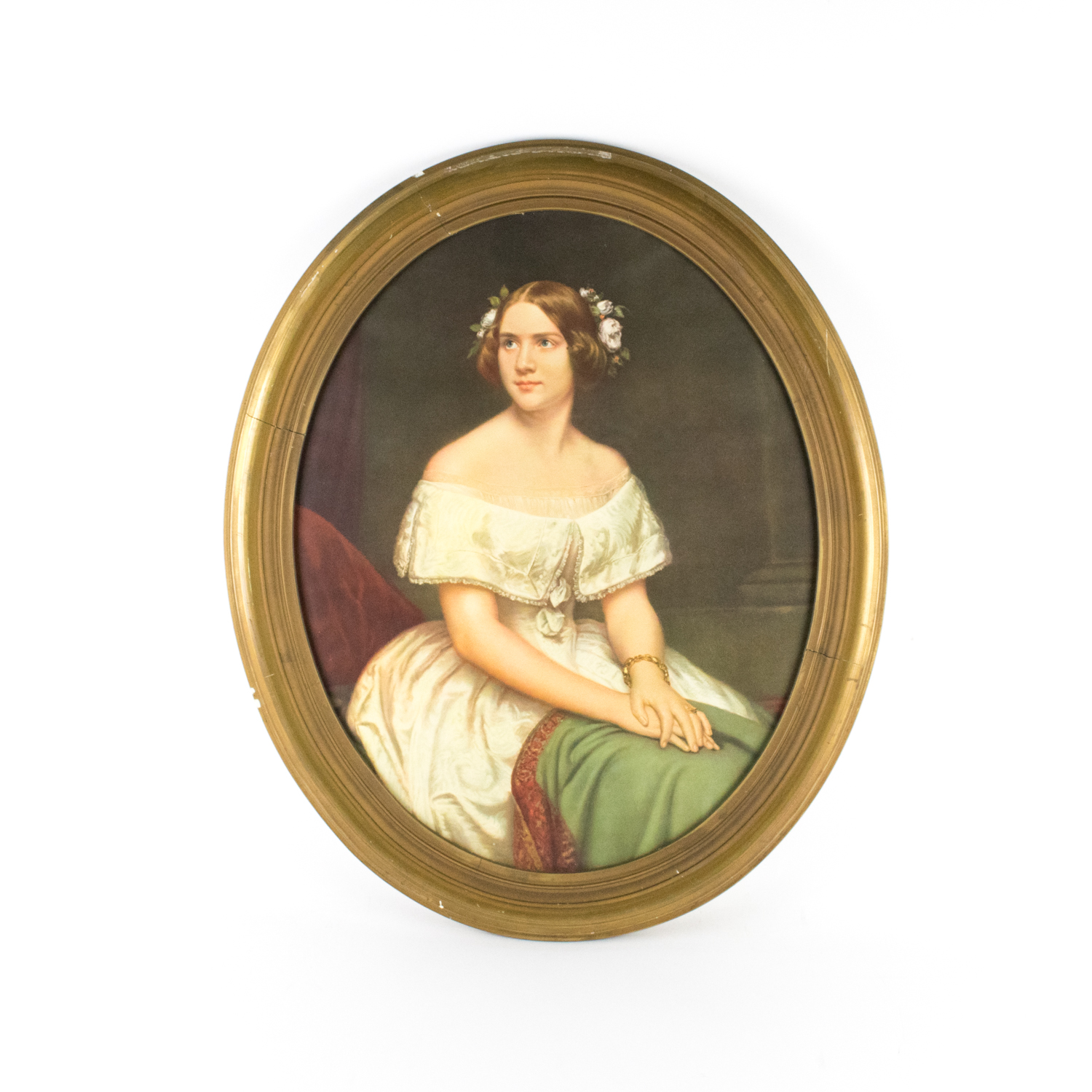 Framed Lithograph Depicting a Young Woman