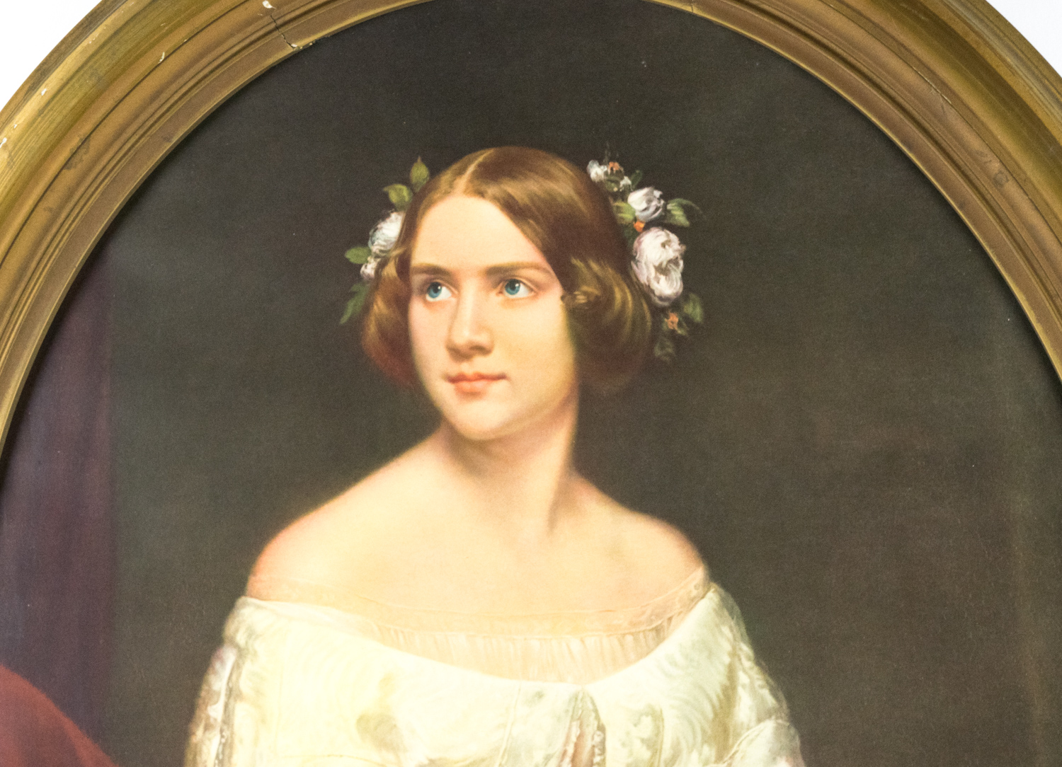 Framed Lithograph Depicting a Young Woman