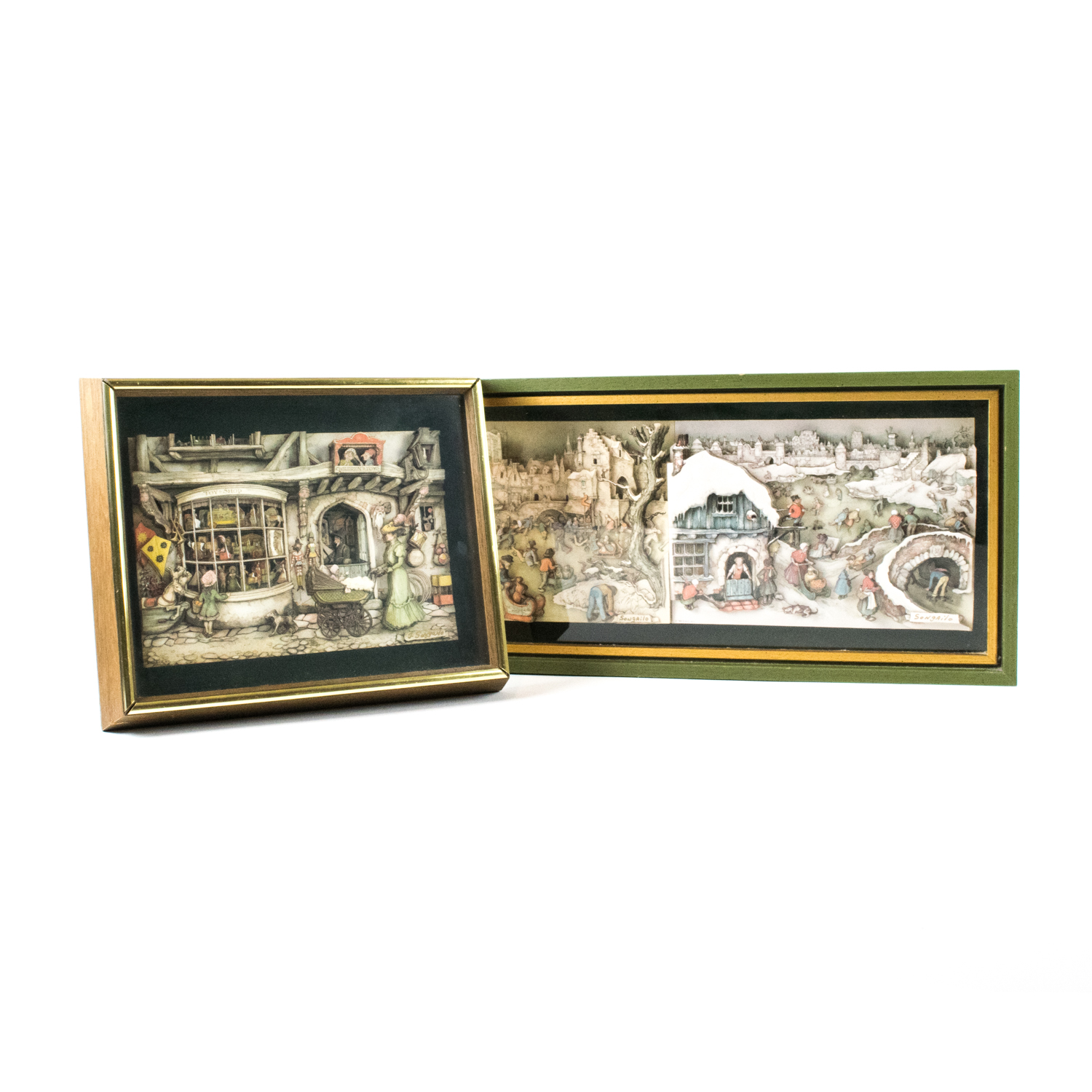 Pair of Judy Songailo Framed Papier-Toles