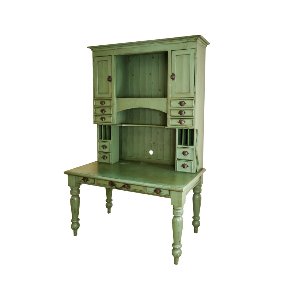 Green Country Desk With Hutch