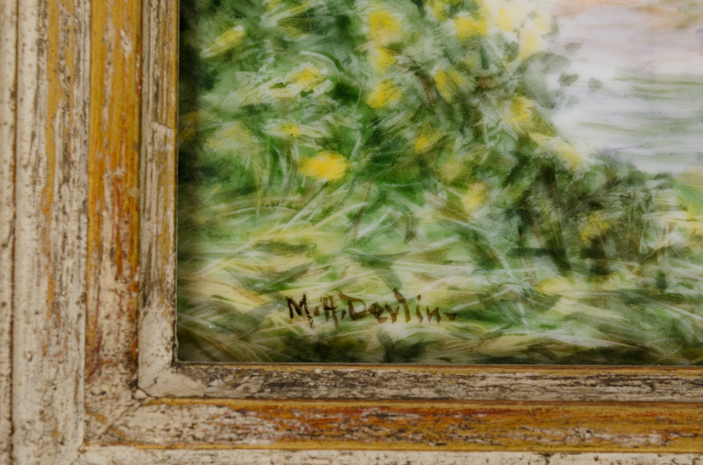 M.A. Devlin Hand-Painted Landscape Porcelain Plaque