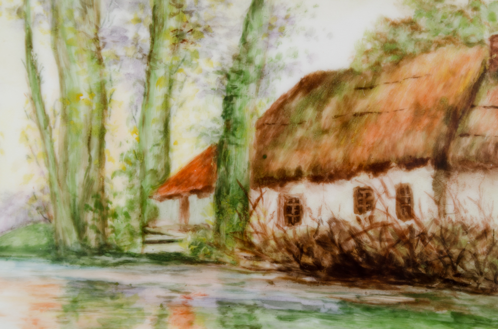 M.A. Devlin Hand-Painted Landscape Porcelain Plaque