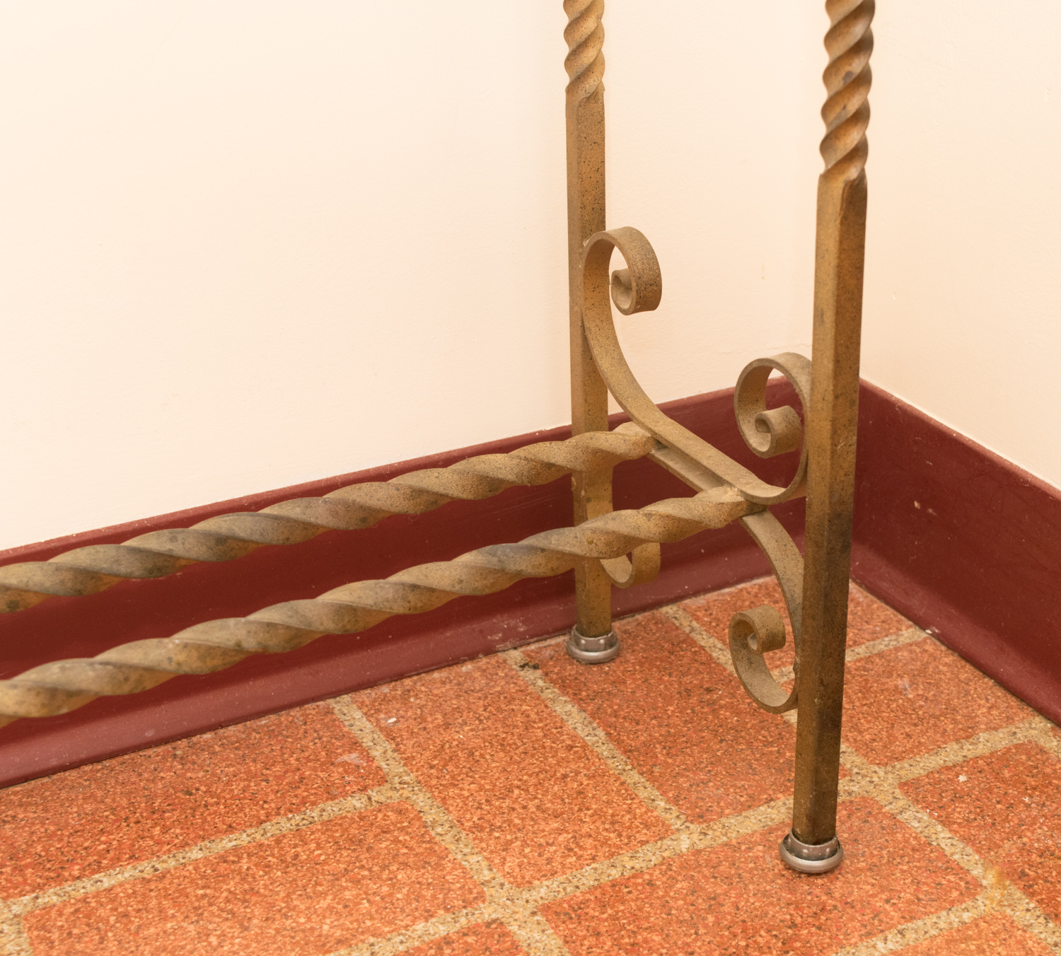 Wrought Iron and Travertine Console Table