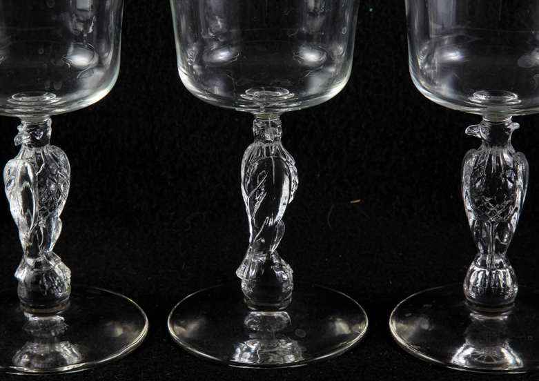 Four Liberty Bell Crystal Wine Glasses with Eagle Stem