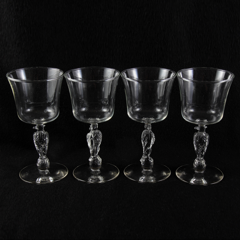 Four Liberty Bell Crystal Wine Glasses with Eagle Stem