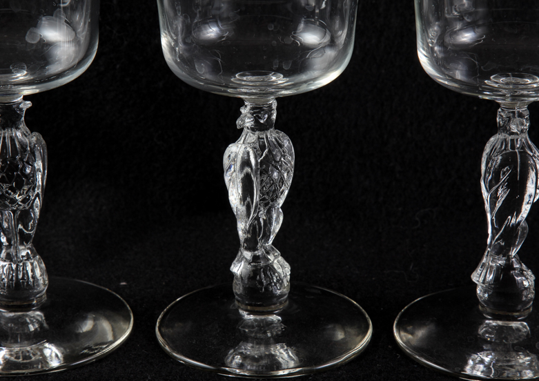 Four Liberty Bell Crystal Wine Glasses with Eagle Stem