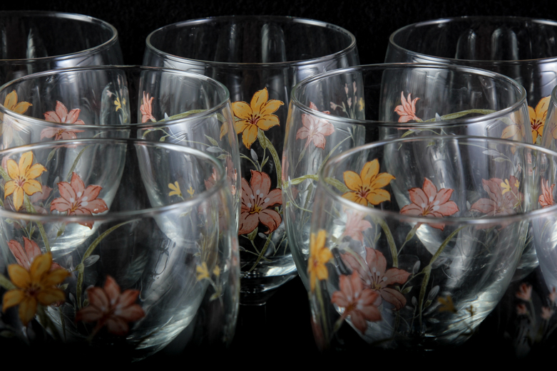 Floral Wine Glass Set