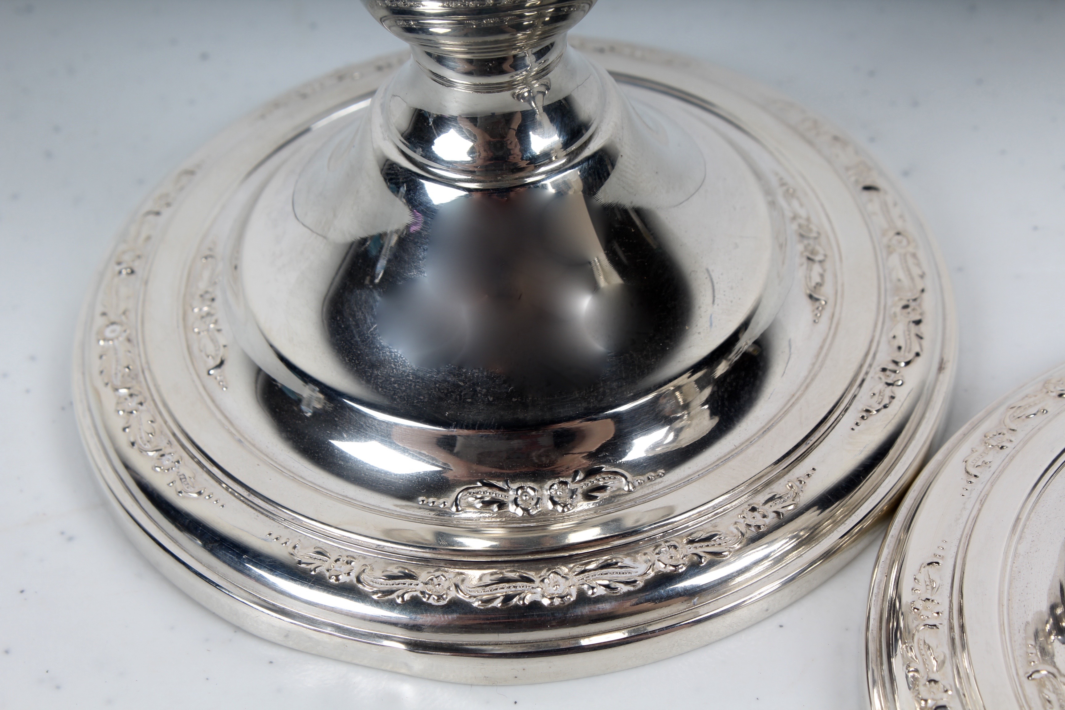 Pair of International Sterling "Courtship" Weighted Sterling Candlesticks