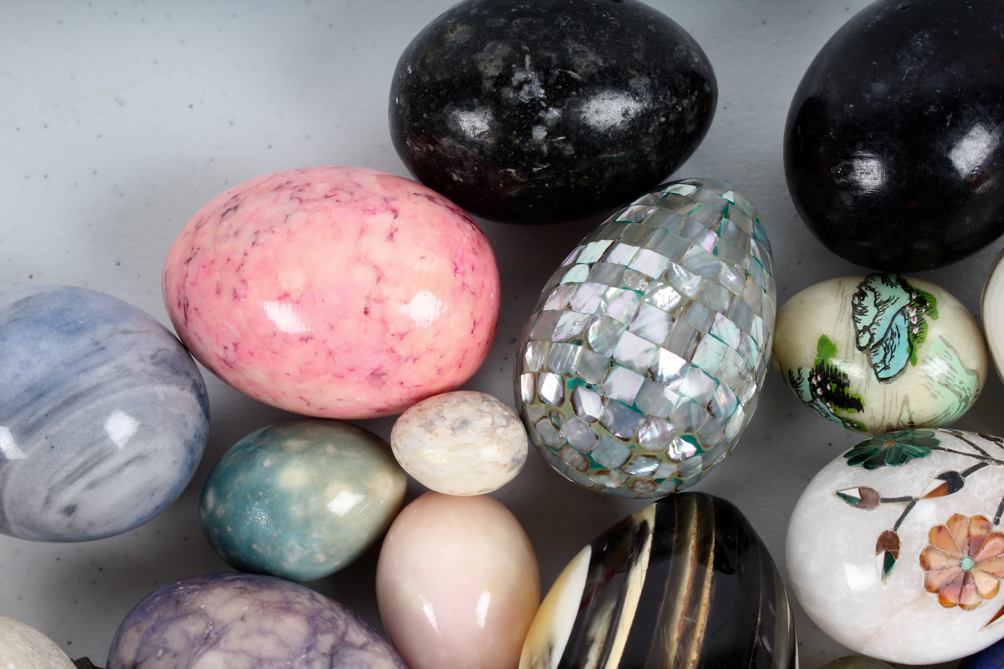 Generous Collection Of Decorated Stone Eggs