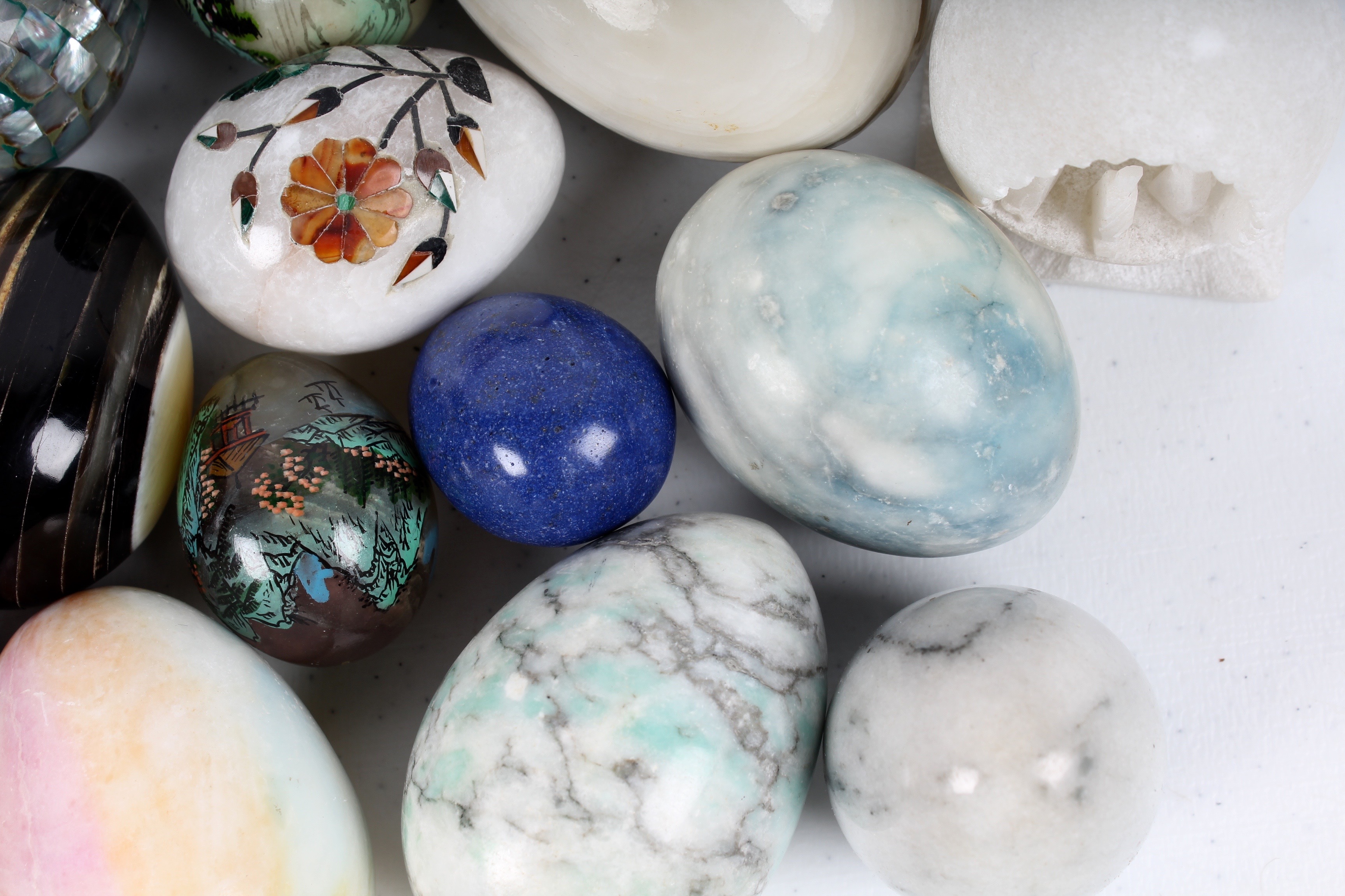 Generous Collection Of Decorated Stone Eggs