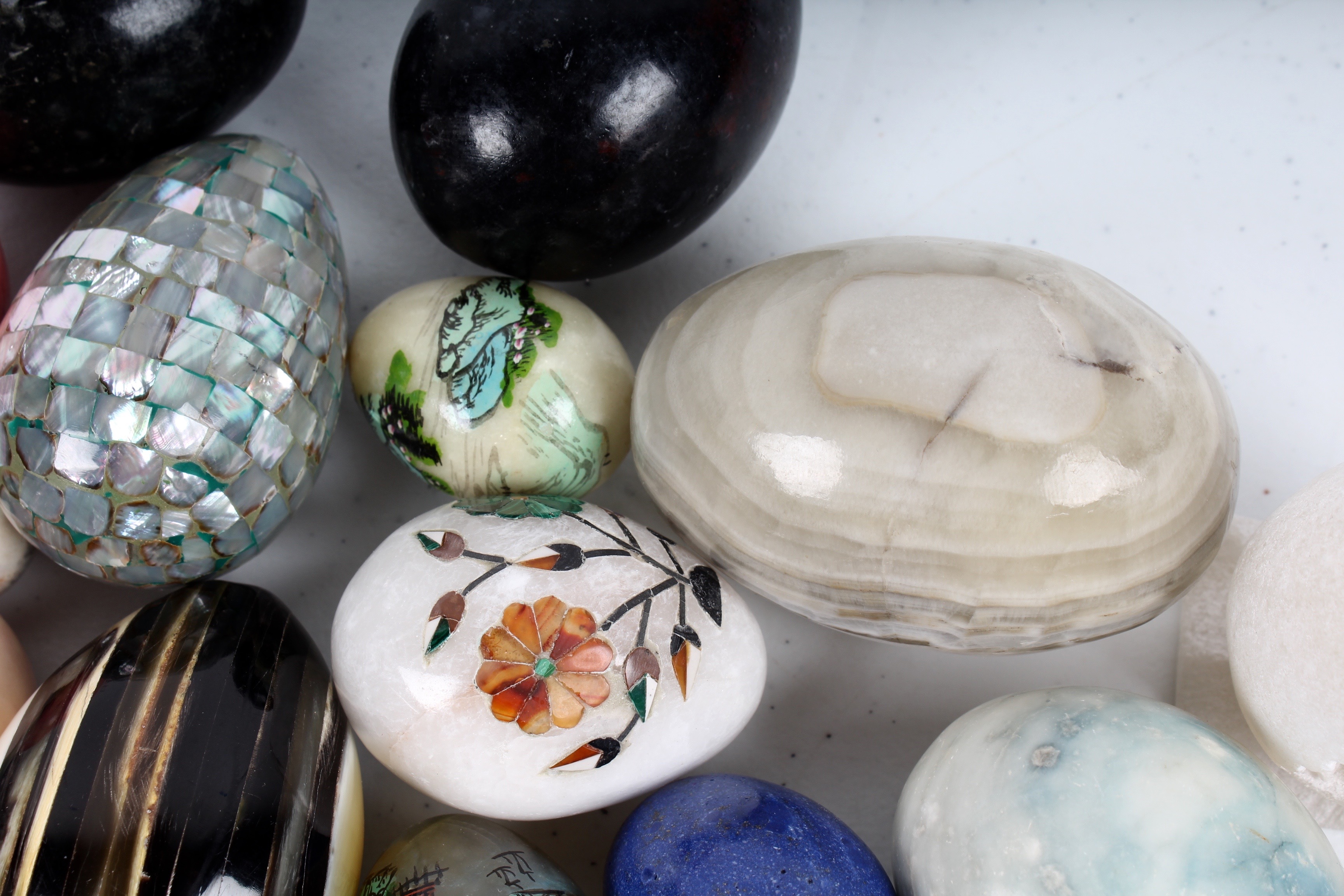 Generous Collection Of Decorated Stone Eggs