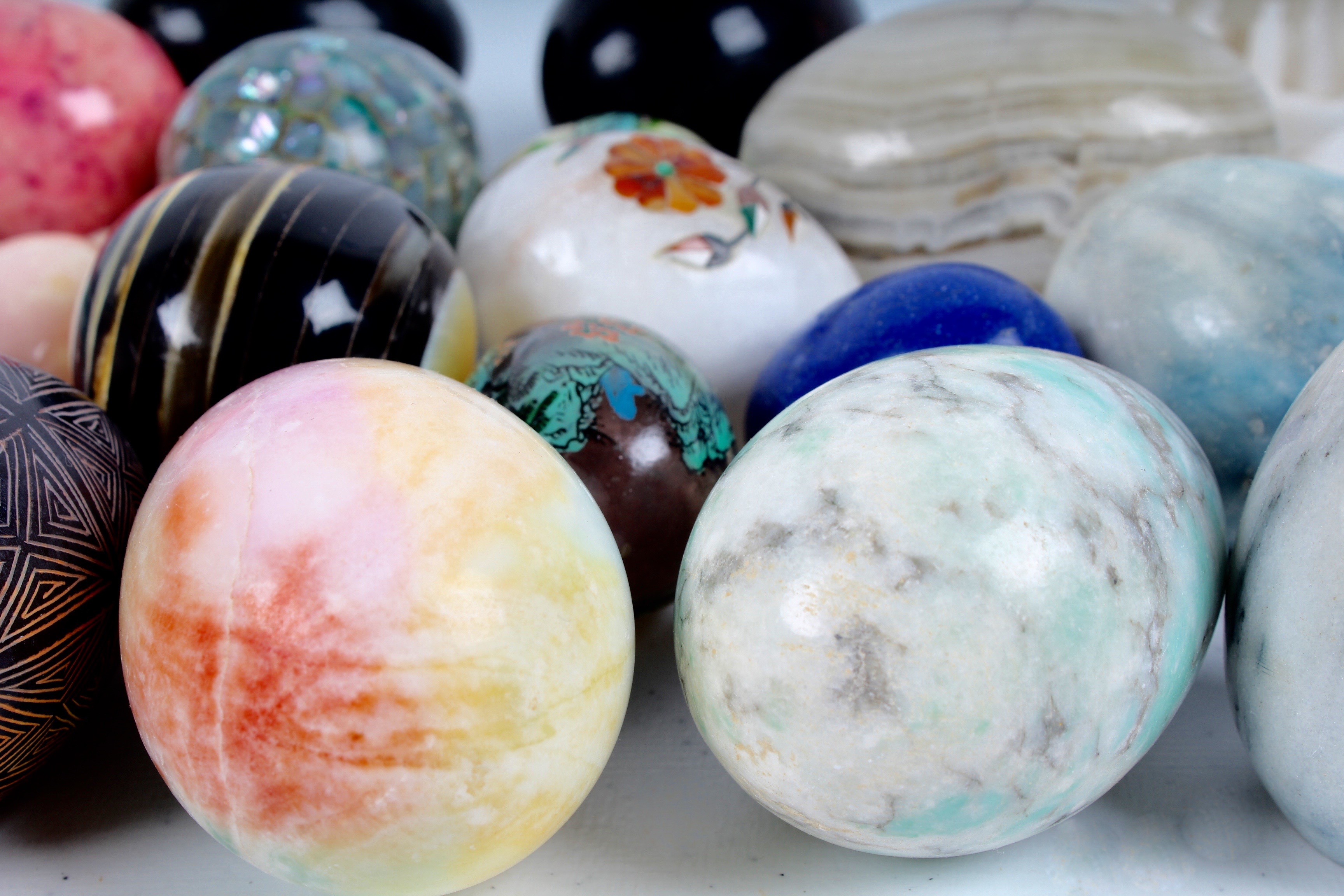 Generous Collection Of Decorated Stone Eggs