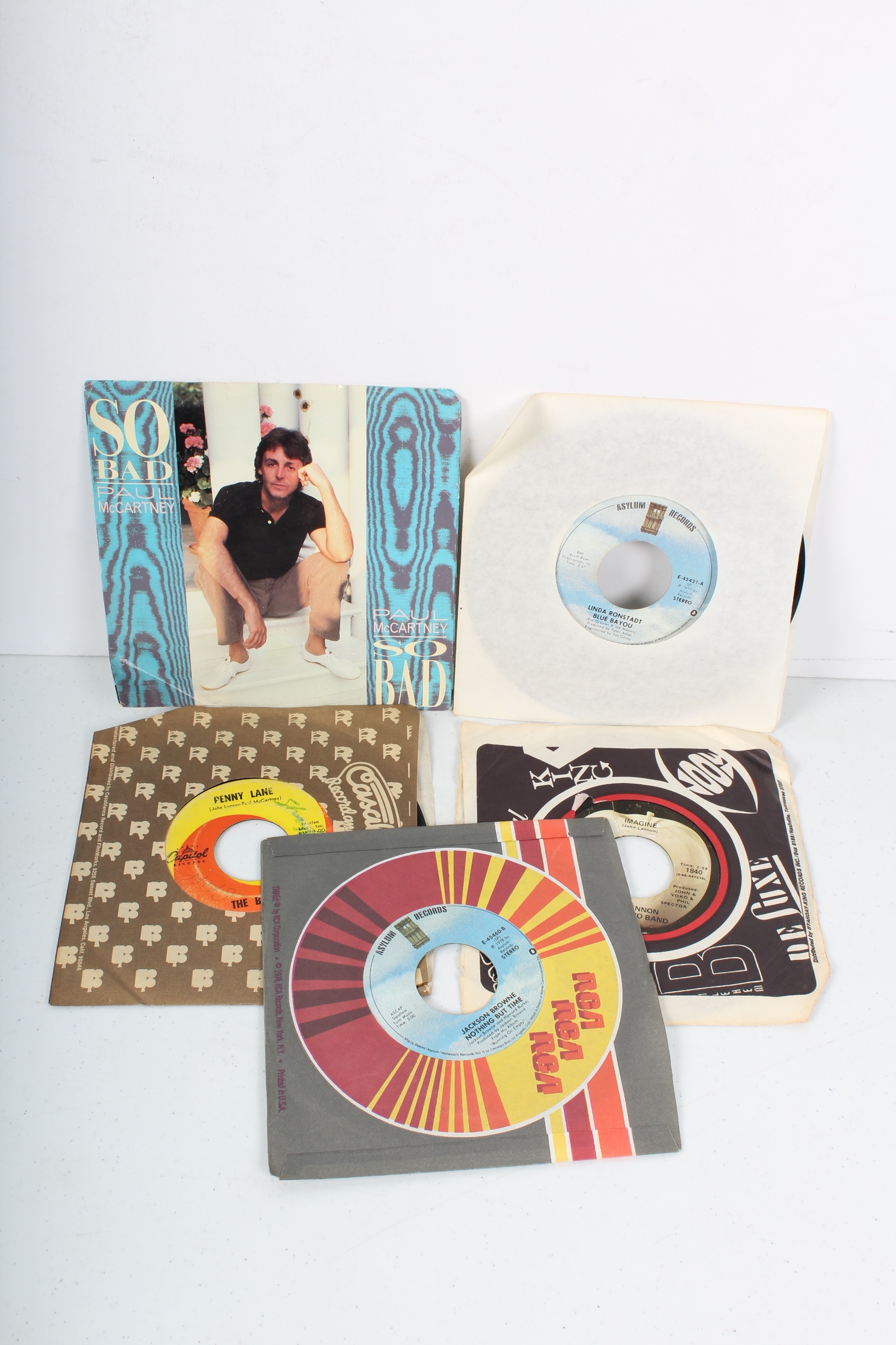 Large Collection of Vintage 45 RPM Records Featuring the Beatles