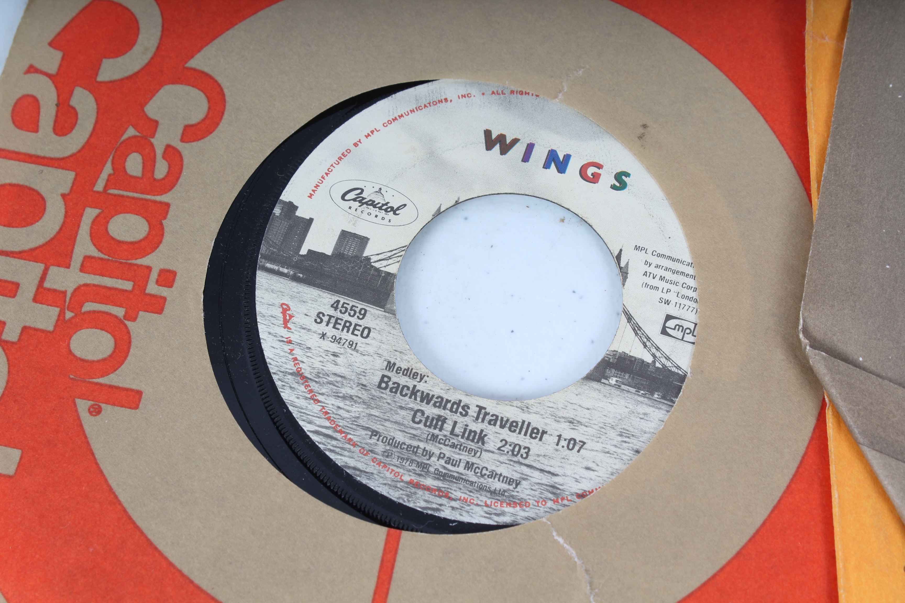 Large Collection of Vintage 45 RPM Records Featuring the Beatles