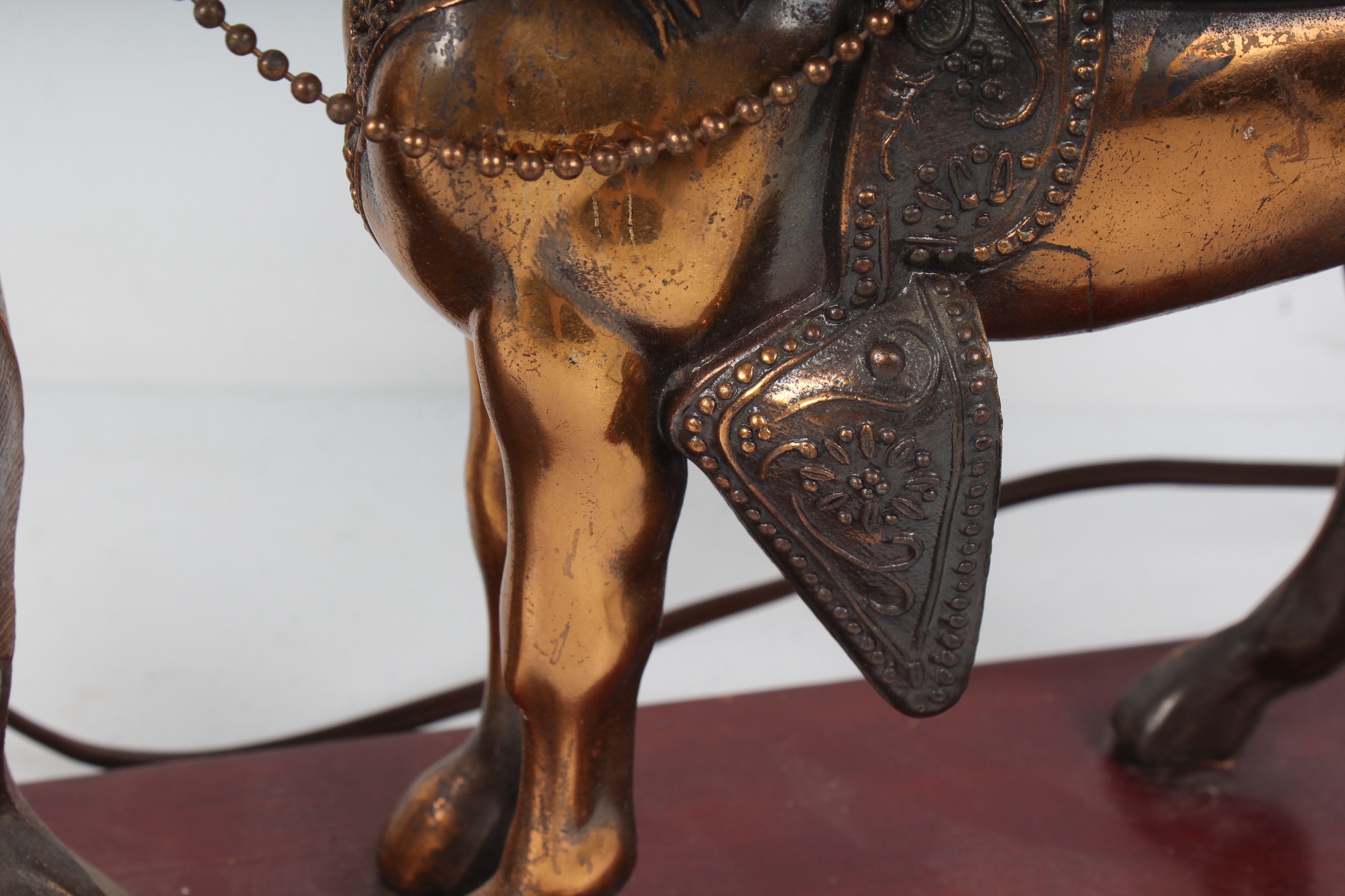 Vintage Bronze Tone Metal Horse Mantle Clock