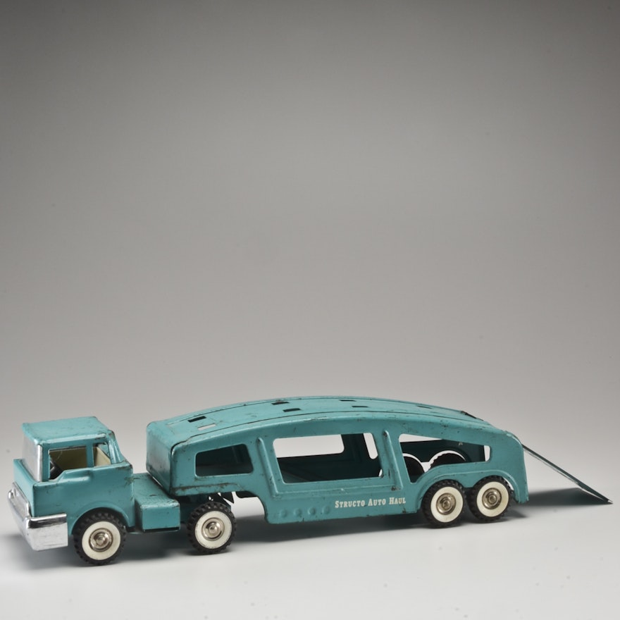 Vintage Structo Metal Car Carrier Toy Truck
