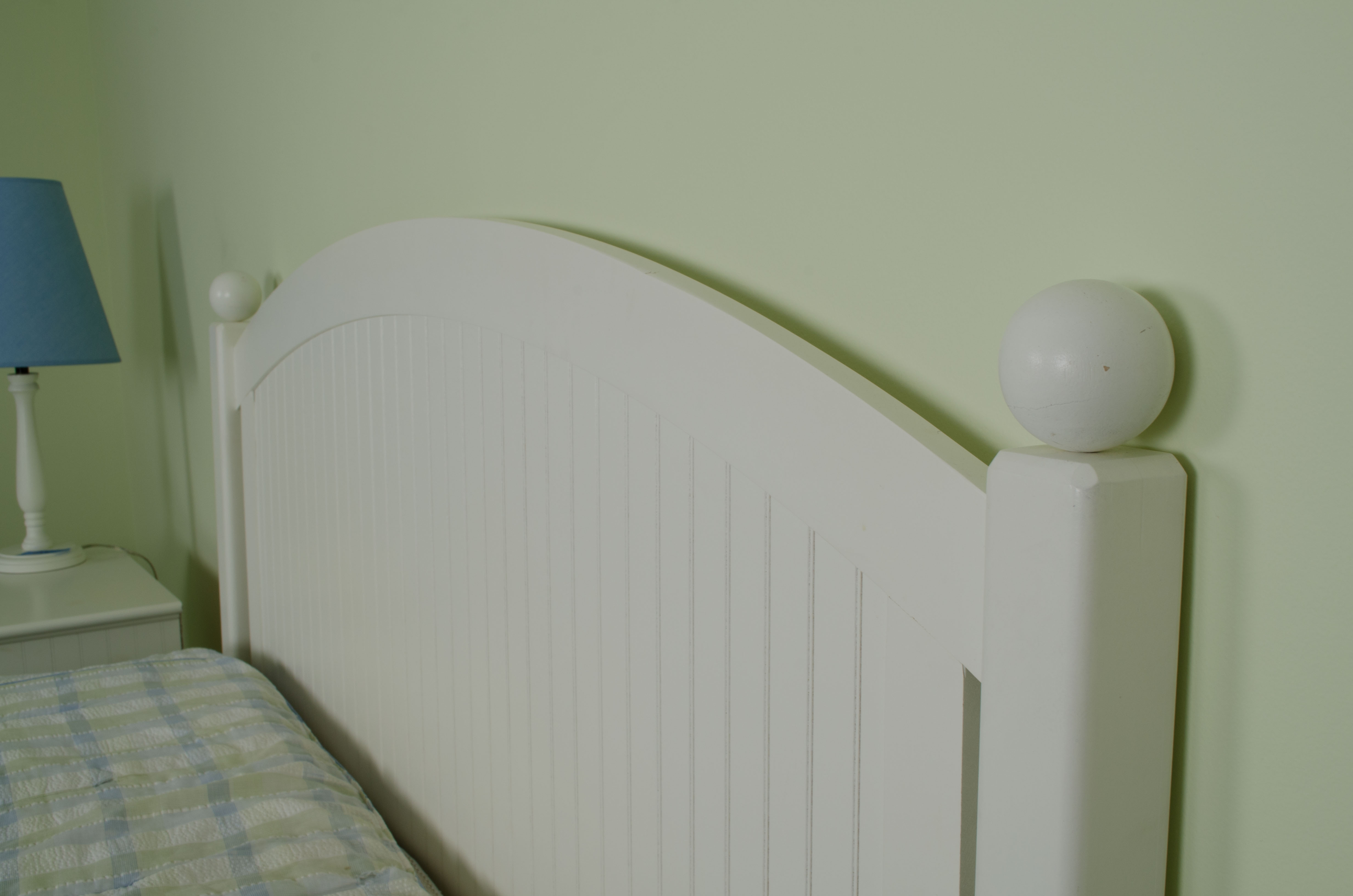 White Beadboard Full Headboard