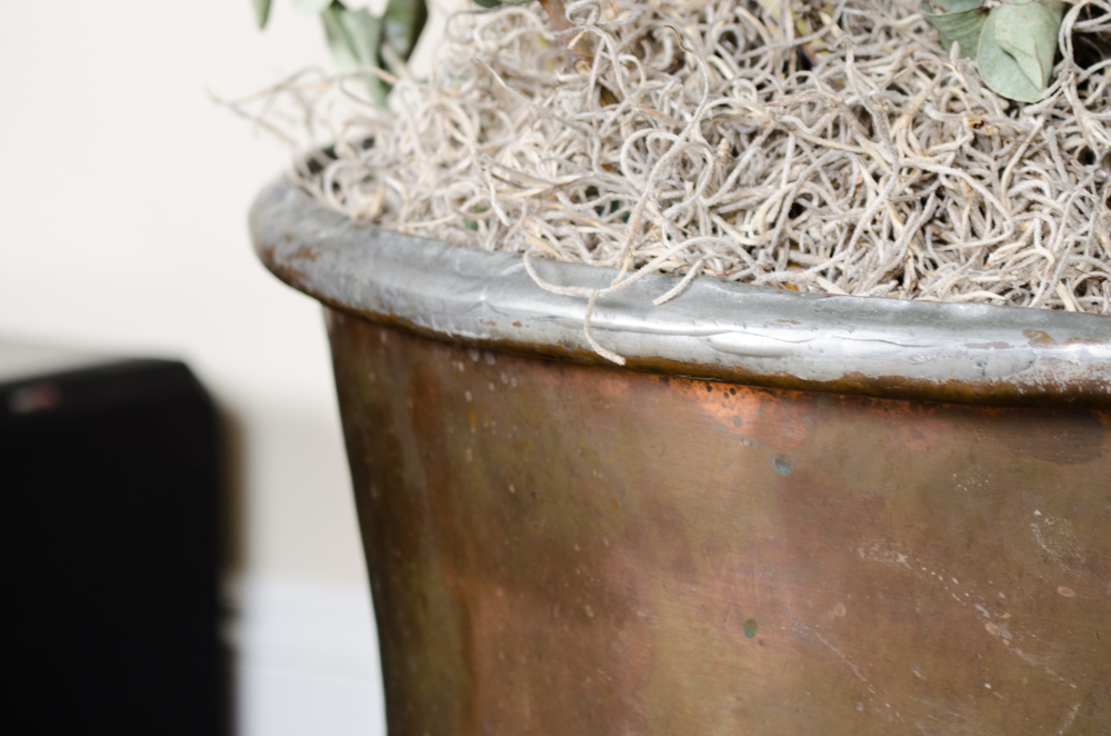 Large Copper Planter With Iron Stand