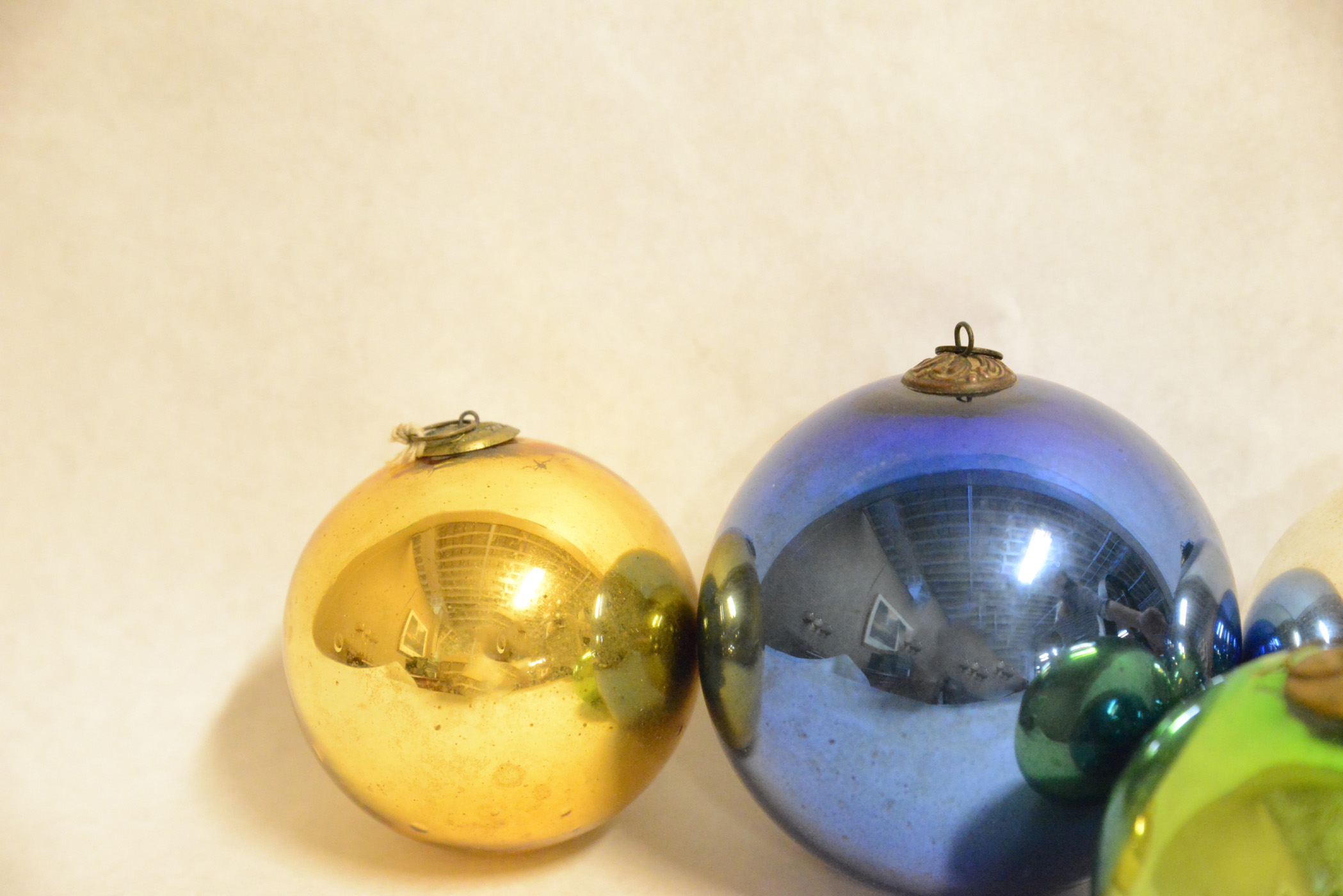 Collection of Antique German Kugel Glass Christmas Ornaments