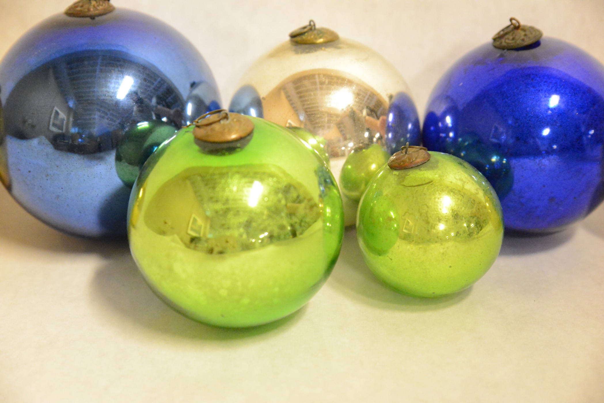 Collection of Antique German Kugel Glass Christmas Ornaments
