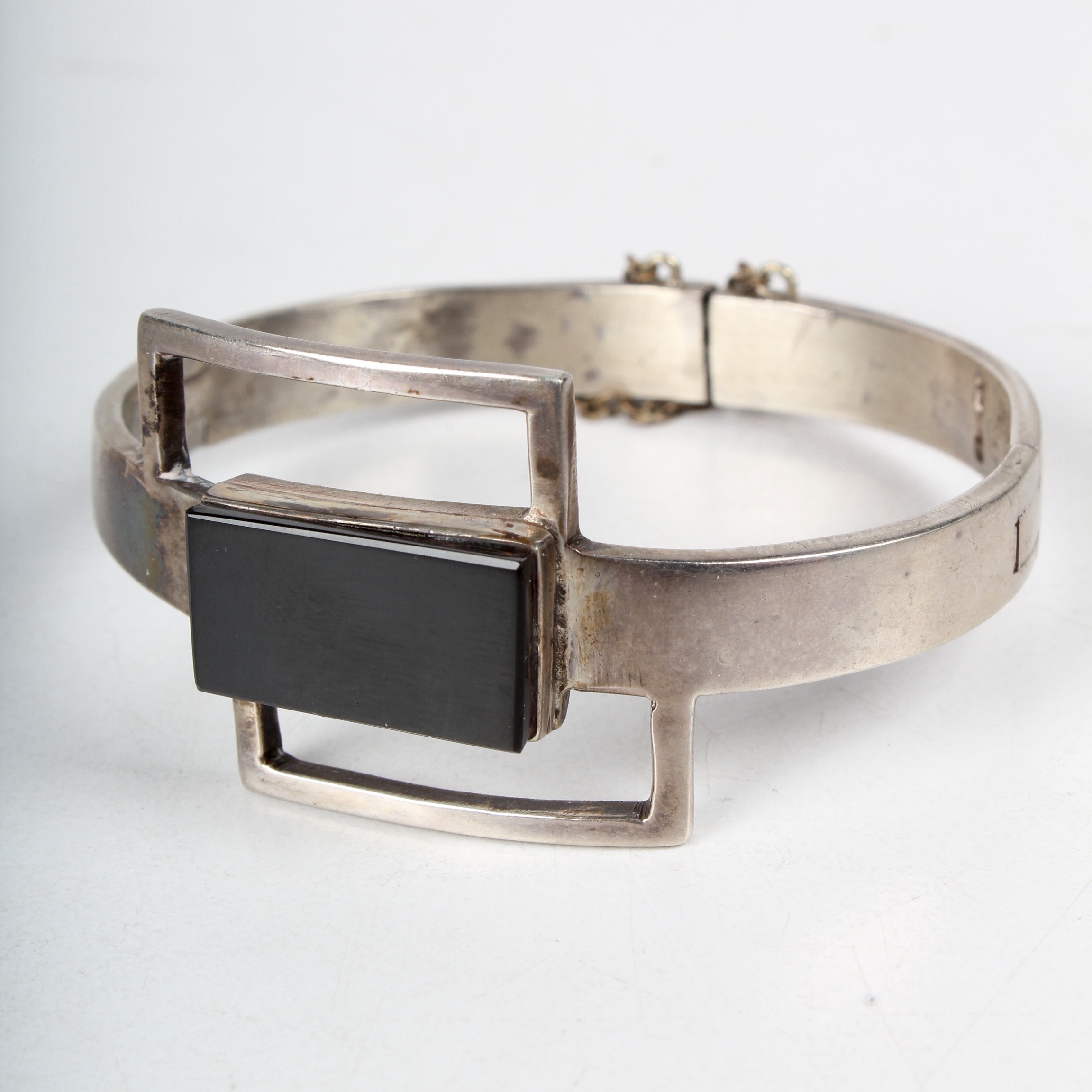 Sterling and Onyx Bangle Bracelet